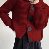 Zita™ - Elegáns Kötött Gombos Pulóver Gallérral