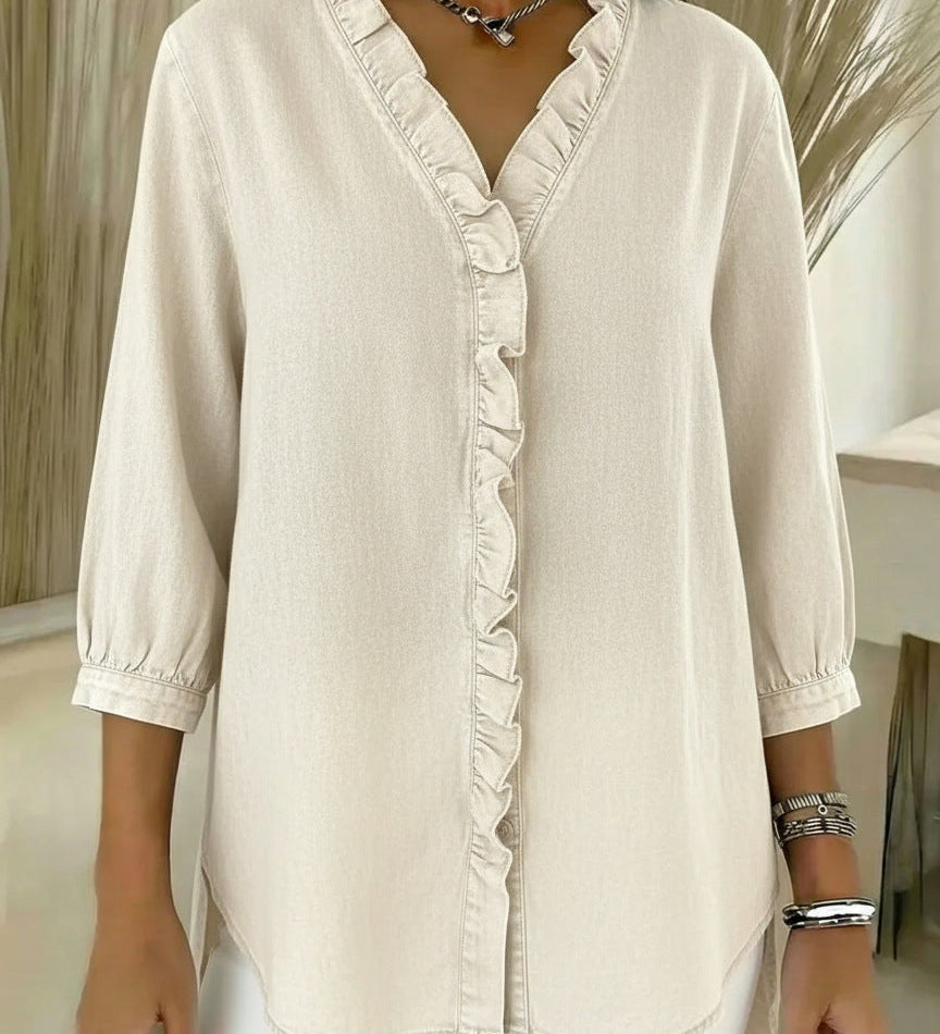 Dóra™ – Elegáns blúz fodros részletekkel