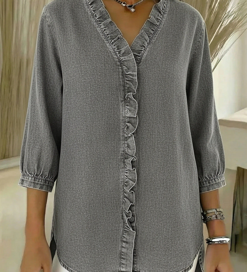 Dóra™ – Elegáns blúz fodros részletekkel